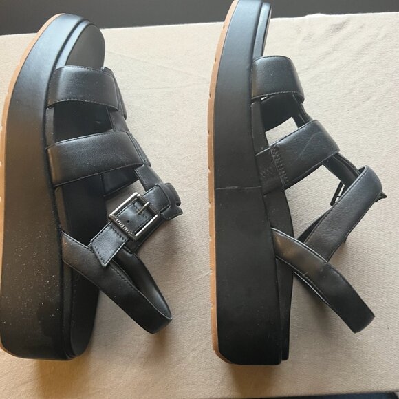 Vionic Delano Platform Wedge Sandals – Black Leather, Size 12 (New in Box) - Picture 5 of 8